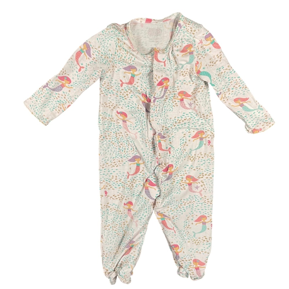 Mud Pie‎ Baby Girl Mermaid Bamboo Viscose Sleeper One Piece Pink 0-3 Month